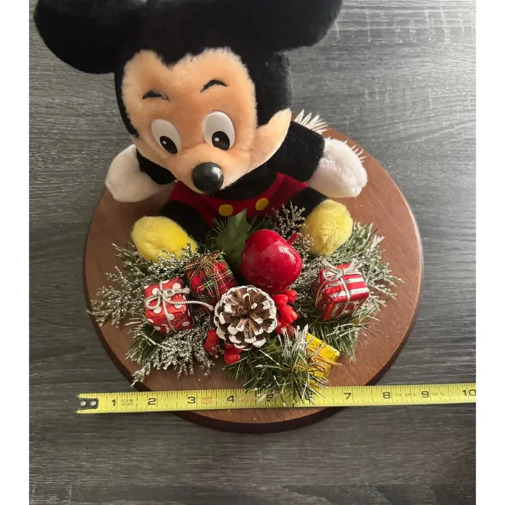 Disney Vintage Mickey Mouse Lefton Wooden Base Christmas Holiday Table Decor‎